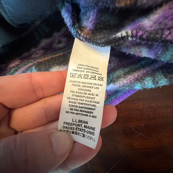 LL Bean Women Sweater Fleece Pullover 1/4 button retro vintage purple small pet - Picture 8 of 9